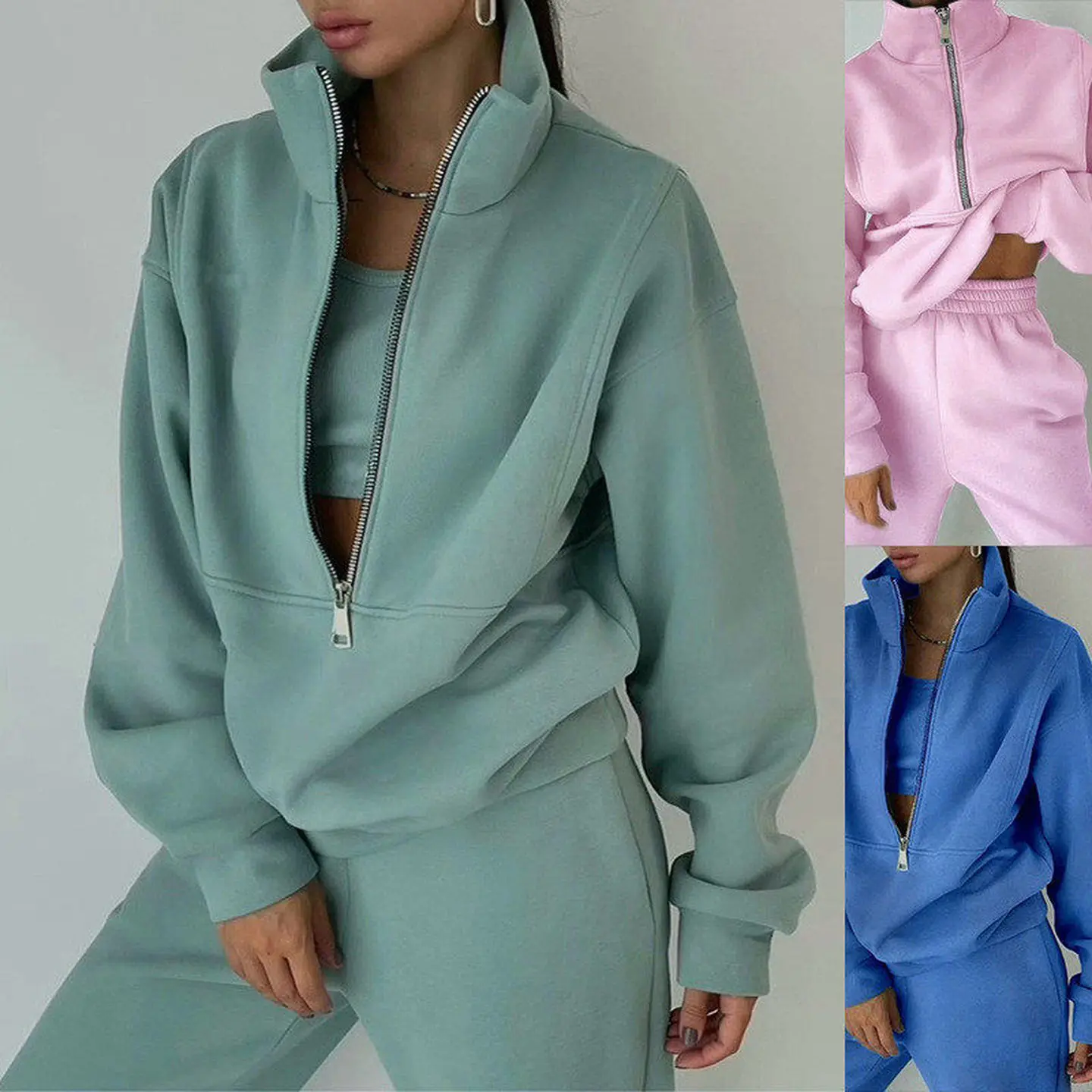 

Women's Loose Sports Suit 2pcs Hoodie Pants Coat Set Long Sve Polyester Casual Winter Faion Student Work orm