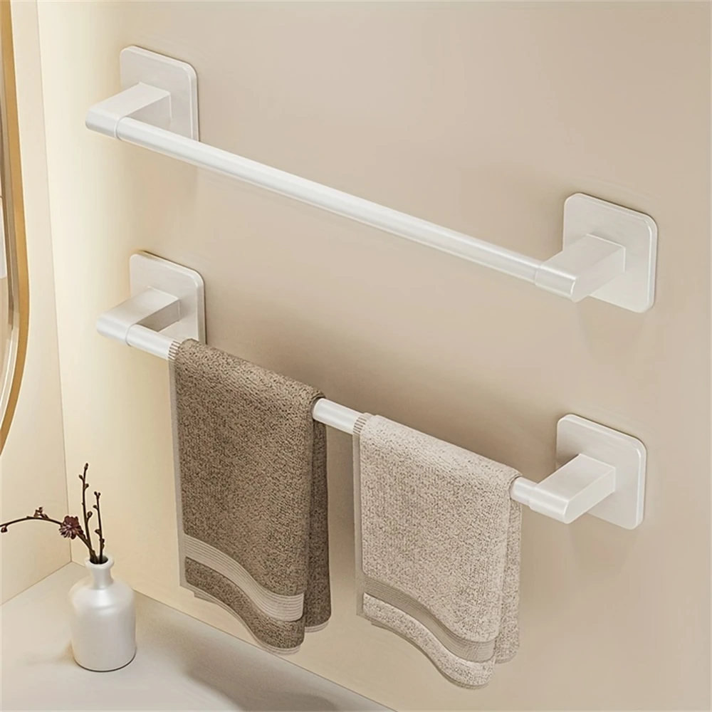 White Wall Mounted Bathroom Towel Bar Bathroom Slippers And Towel Storage Rack Bathroom Hanger Towel Bar Single Bar