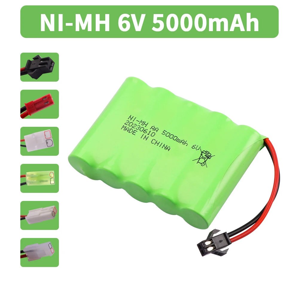 

Upgrade 6V NiMH 5000mah Battery For Rc Toy Cars Tank Truck Robots Guns Boats Parts AA Ni-MH 6v Rechargeable Battery Pack 2400mAh