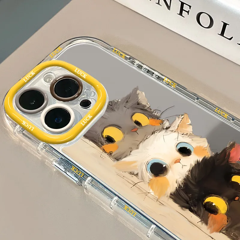 Niedliches Kätzchen, Liebliche Katze, Luftkissen-Spiegel-Handyhülle für iPhone 17 15 14 16 Pro Max 13 12 11 Pro XR XS 7 8 Plus 17Air Art Cover – Detail 6