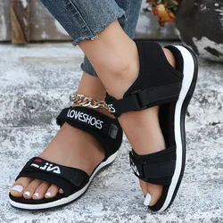 Nowe buty na niskim obcasie kobiety sandały sportowe letnie obuwie codzienne modne pantofle siateczkowe buty na plażę biegania Trend Femme Zapatos