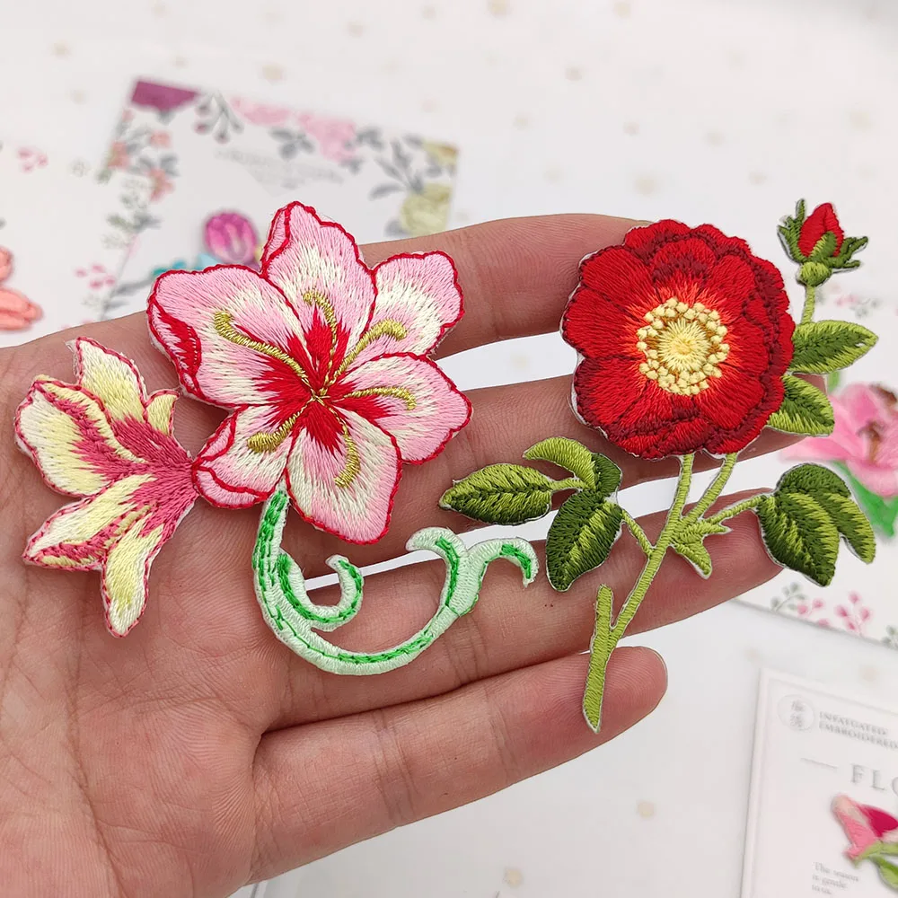 Flower Embroidery Stickers Ironing Patches For Clothing Parches Bordados Para La Ropa Thermoadhesive Patch Sewing Accessories