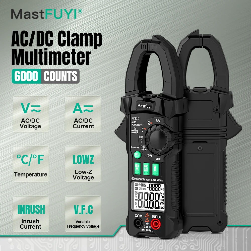 

MASTFUYI Fixture Table 6000 Count AC/DC Ammeter Voltmeter NCV Resistance Capacitance Tester for current and voltage measurement