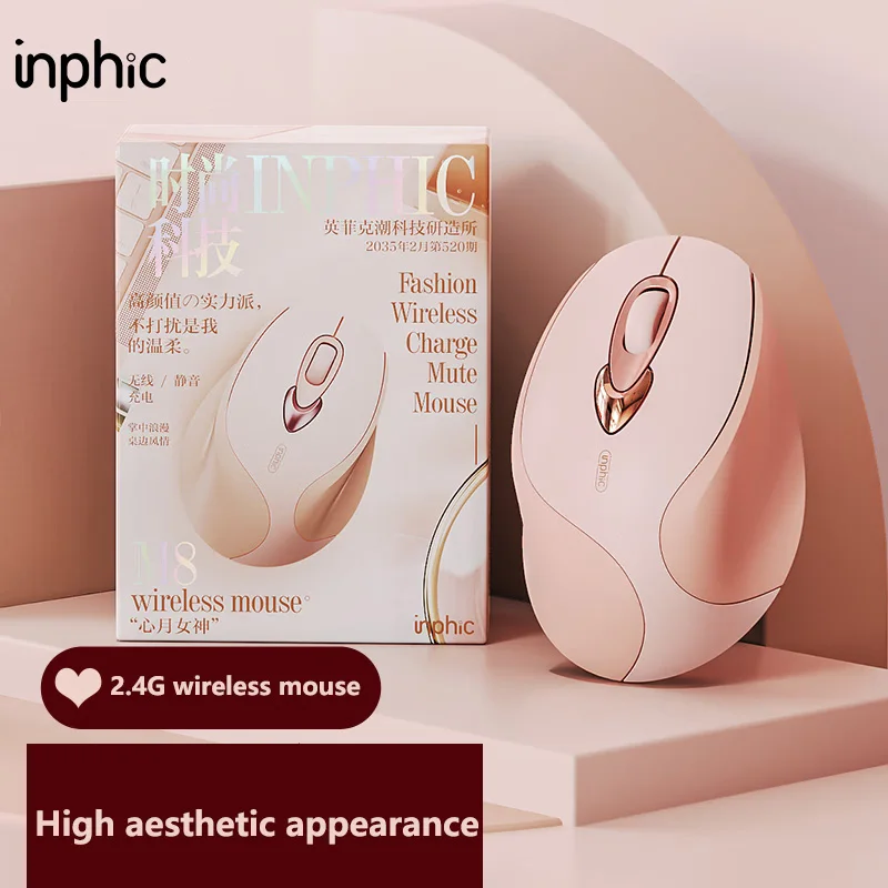 Inphic Rechargeable Wireless Mouse Ergonomics Office Mute Mouse Suitable for Laptops and Desktop Computers