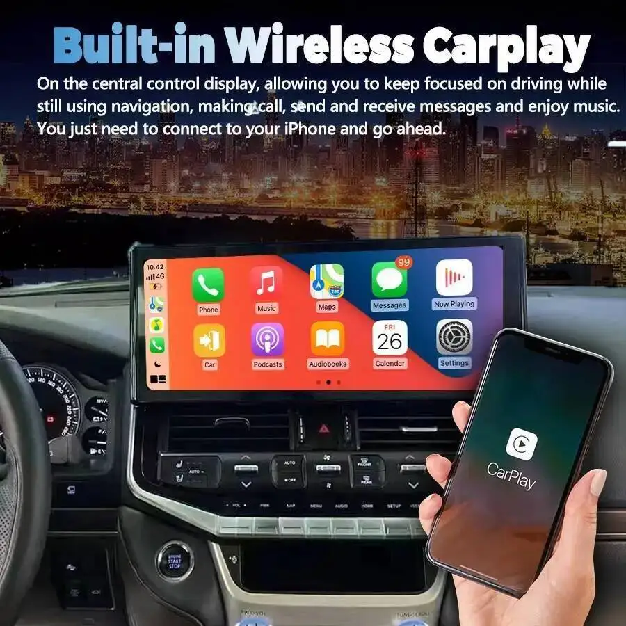 12.3“ Android 14 Multimedia Player For Toyota Land Cruiser 300 LC300 2023 2024 2025 Car GPS Stereo Navigation Carplay Head Unit