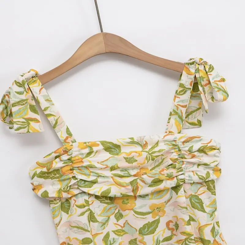 Summer 2025 New Arrival Women's Floral Print Svel round Ne ort Dr Sweet High Waist A-Line Gown without Brand