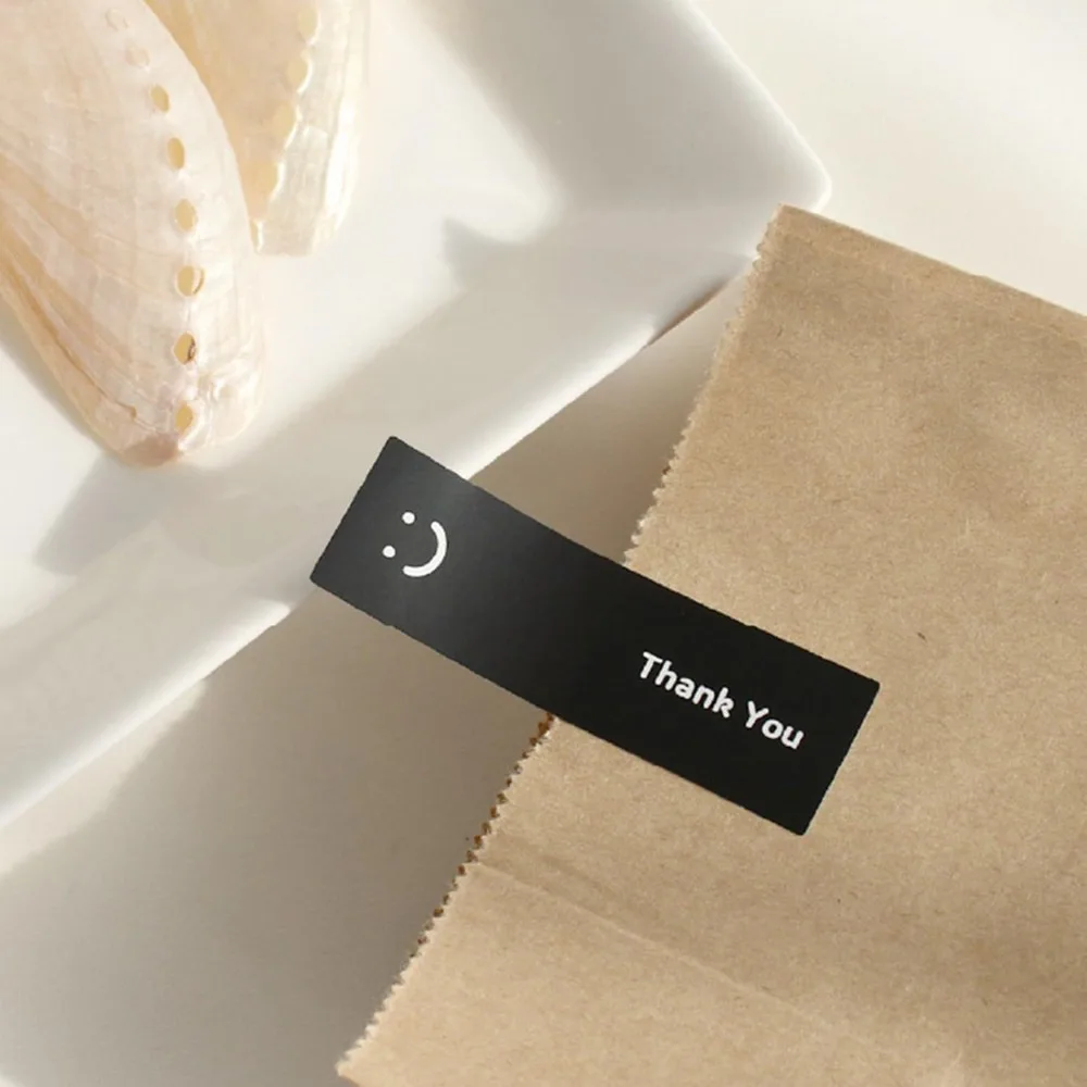 120pcs Rectangular Stickers Cute Smile Thank You Labels for Gift Envelope Sealing Decor
