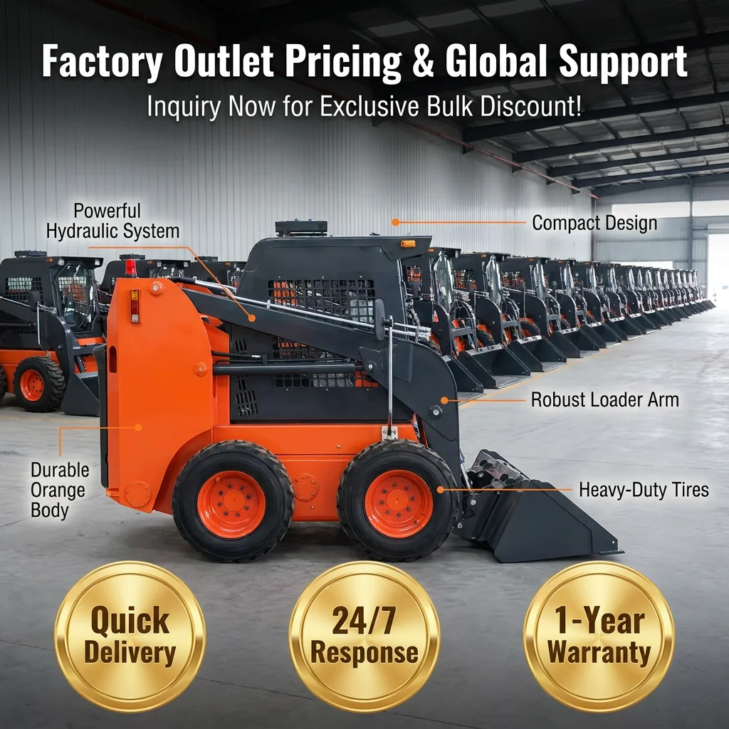 Mini Skid Steer Loader 4WD Quick Attach System Compact Wheel Loader Excavation Landscaping Agriculture Implements Ready