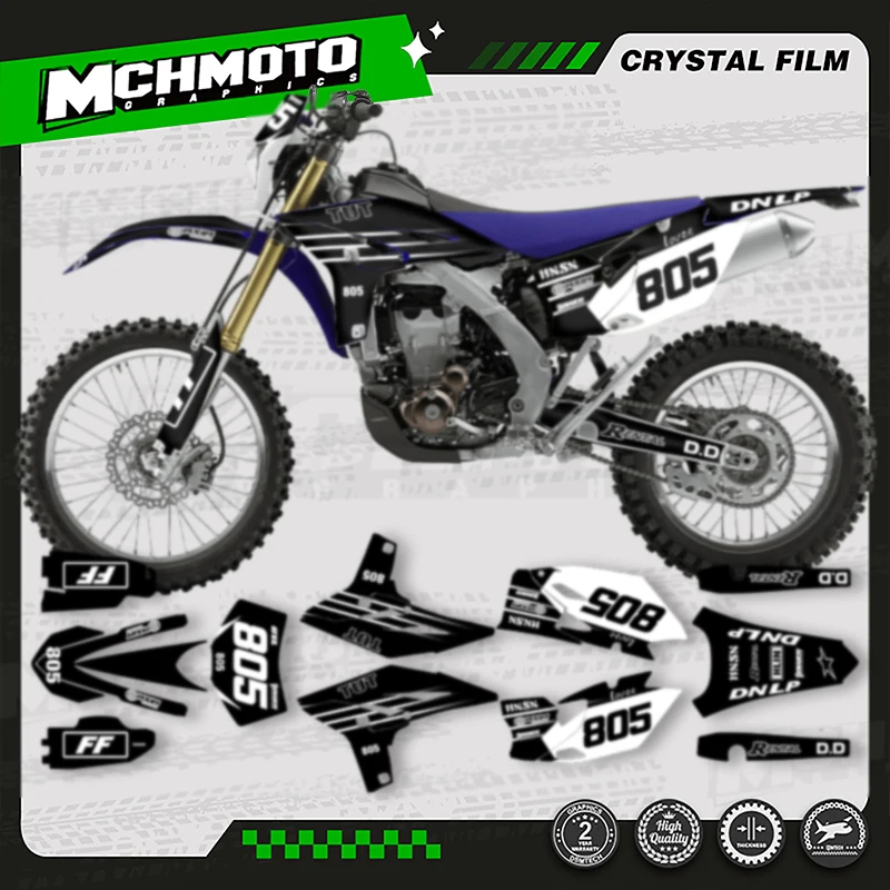 MCHMFG مخصص دراجة نارية الرسومات خلفية ملصق لاصق لامع ورائع أطقم لياماها WRF450 2012 2013 2014 2015