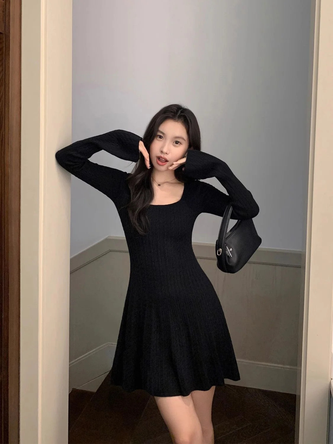 

Пуловеры длиной до колена, свитера для девочек, джемперы, женские утягивающие оборки, средней длины для вечеринок, подростков, трехмерные длинные модели в консервативном стиле