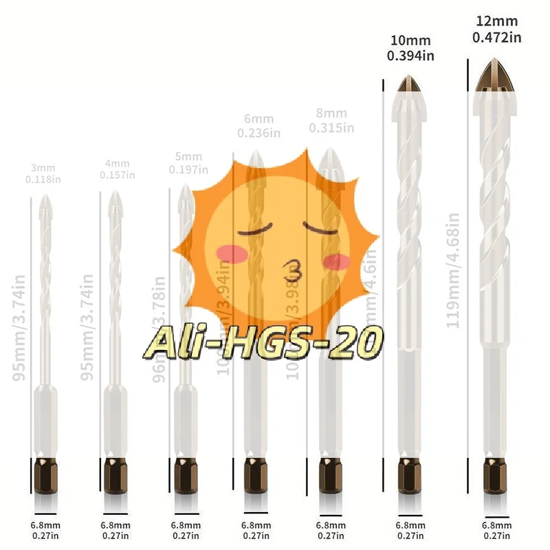 

Triangle Alloy Drill Bits Cross Hex Tile Hole Opener Wear Resistant for Drilling Glass Ceramic Concrete Construction Use