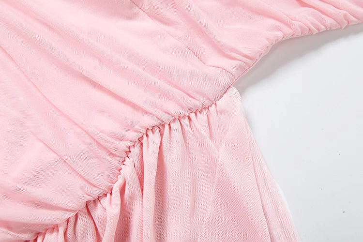 Nibber Elegantes Kleid für Damen mit Rüschen, Quasten, Falten, tiefem Ausschnitt, Patchwork, Mesh, ärmellos, für Abschlussball, Party, Sommer, schick, Mini-Bodycon – Detail 8