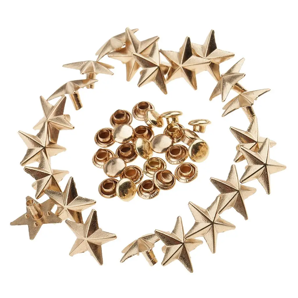 

20pcs Metal ROCK Star Shaped PUNK Studs Rivets Spikes for Leathercraft DIY 13mm
