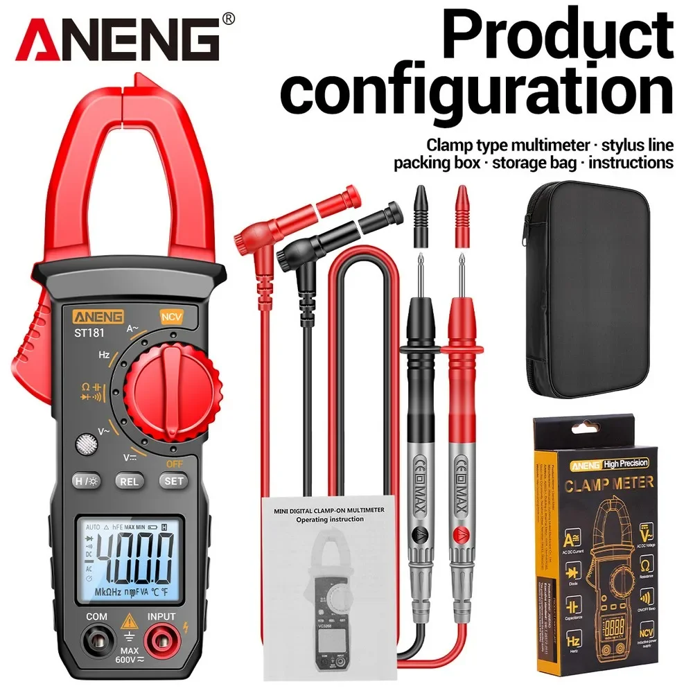 ANENG ST181 Digital Clamp Meter﻿ 4000 Counts Multimeter DC/AC Ammeter  VoltageTester Car Amp Hz Capacitance NCV Ohm Tester tools