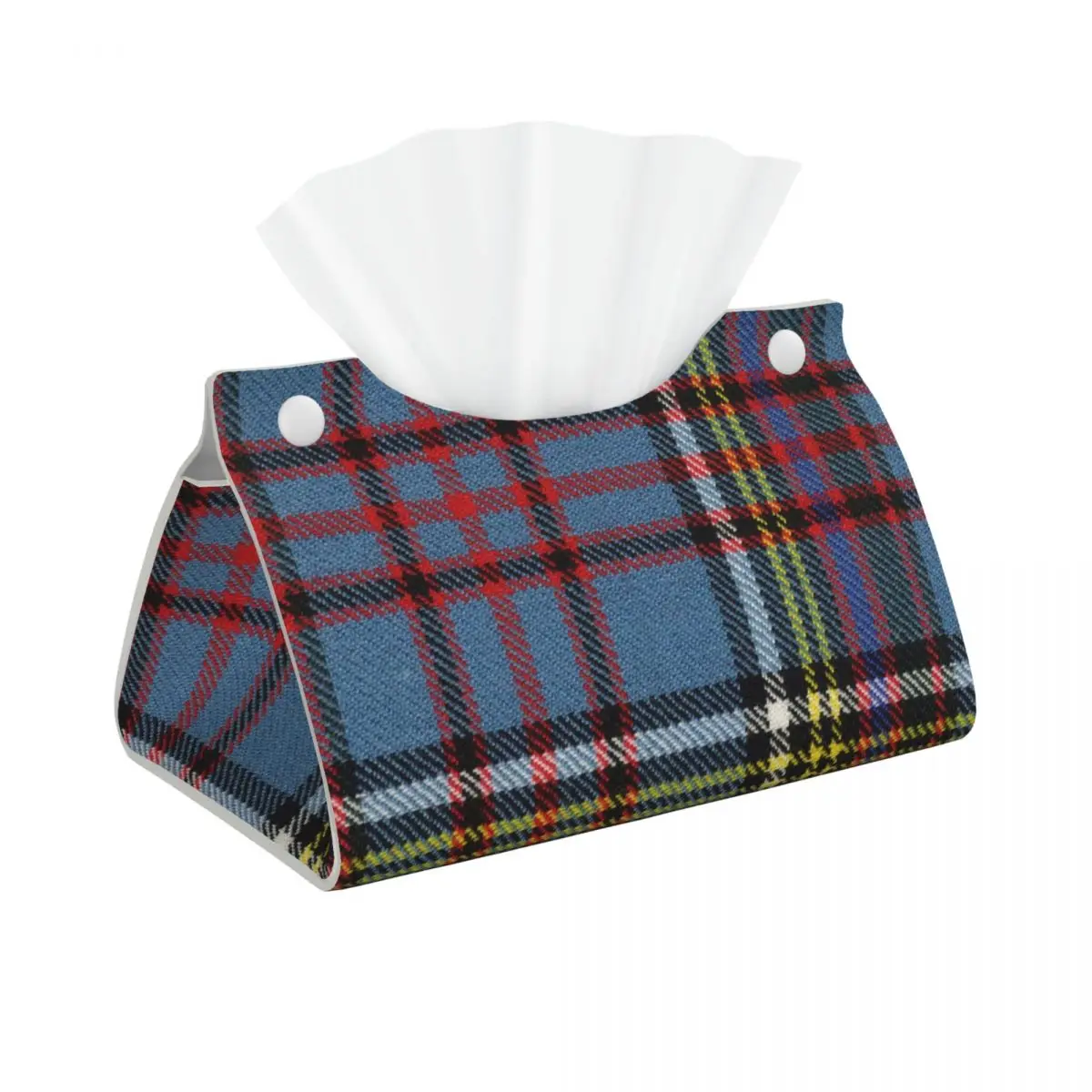 Custom Modern Fashion Tartan Plaid Tissue Box Cover PU Leather Rectangular Geometric Gingham Facial Tissue Box Holder for Toilet