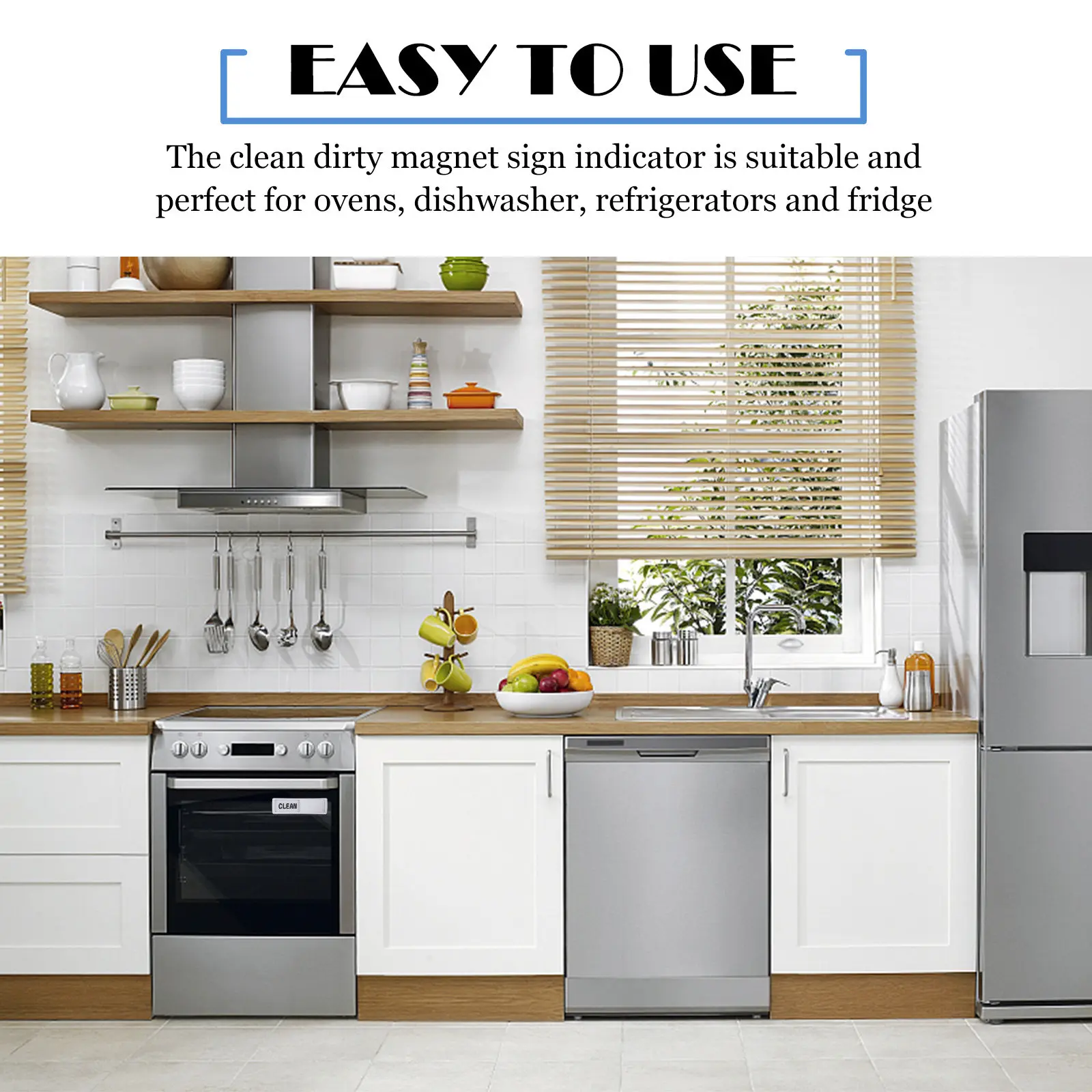 1Pcs Double Side Dishwasher Magnetic Clean Sign Simple Washing Machine Cleaning Fridge Laundry Room Magnet Dishwasher Clean Sign