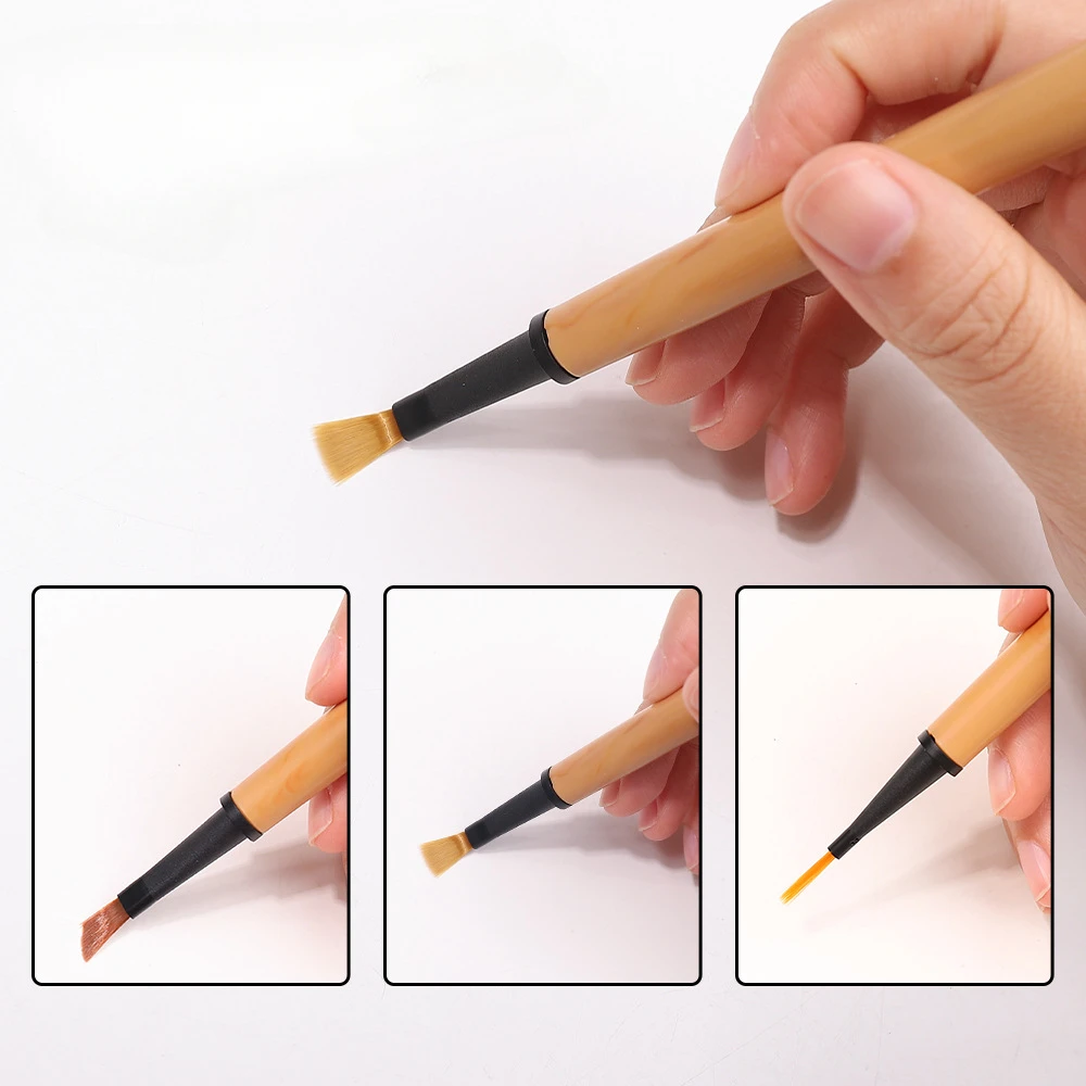 1 set manicure vervangende pennenset Eenvoudige druk om 12 opzetborstels te vervangen Nylon haartekenpen Fototherapie nagelborstelgereedschap