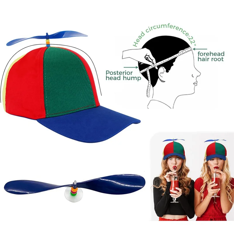 프로펠러 모자, 다채로운 프로펠러 모자, 프로펠러가 있는 성인 헬리콥터 모자, 여름 태양 보호 모자 프로펠러 모자