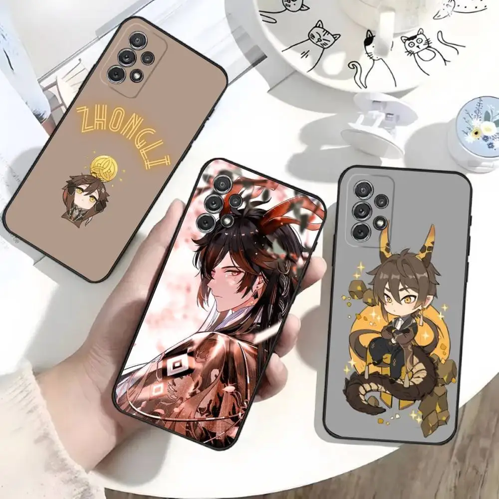 

G-Genshin Impact Zhongli Phone Case For Samsung S25,S24,S21,S22,S23,S30,Ultra,S20,Plus,Fe,Lite,Note,10 Black Soft Shell