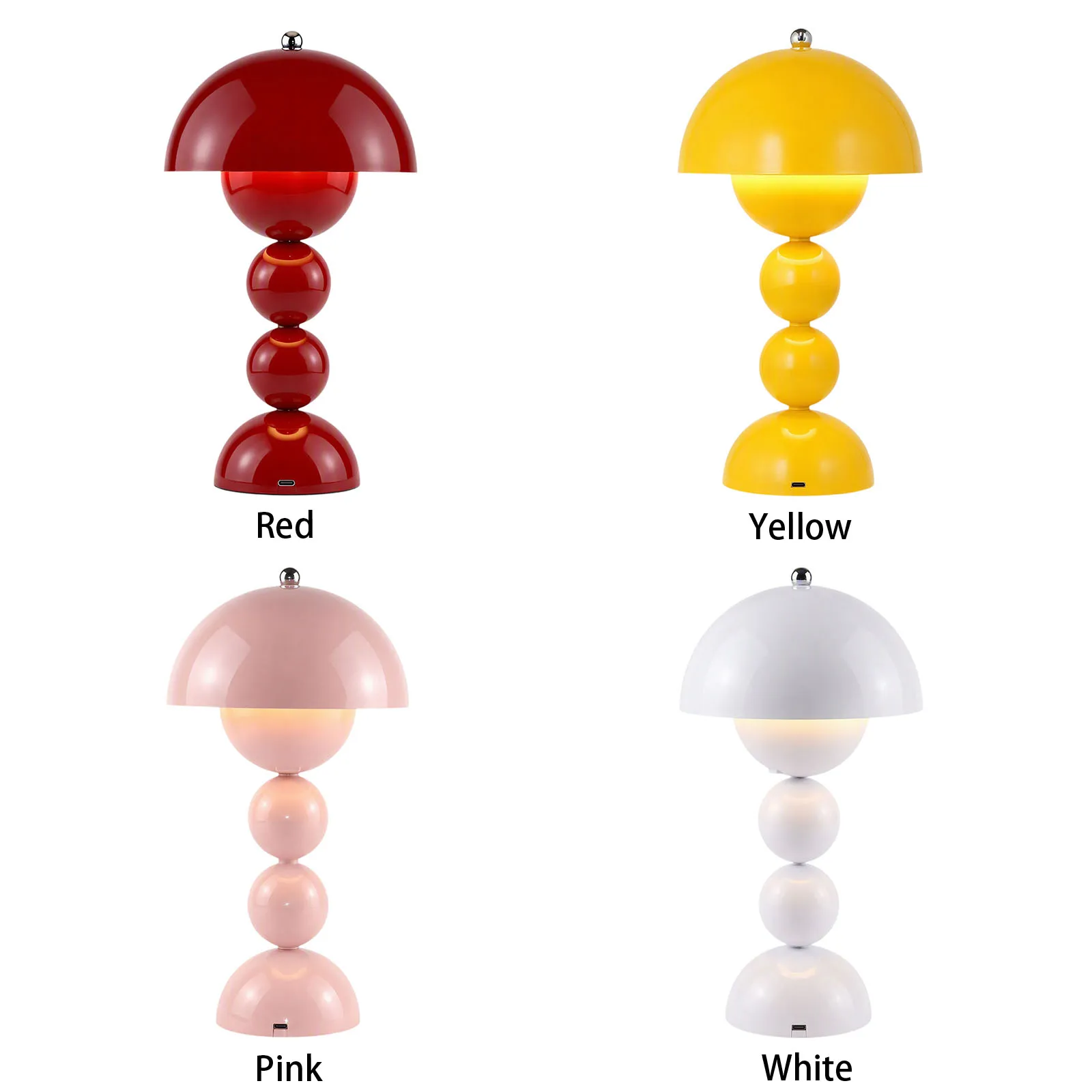 Mushroom Flower Bud Table Lamp USB Charging LED Desk Light 3 Color Modes Warm White Neutral Bedroom Decor Night view 3