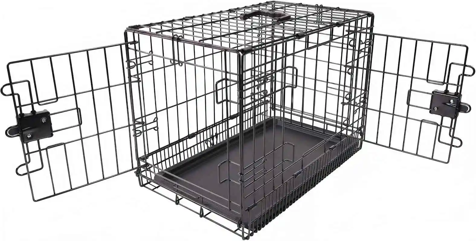 

Складной металлический вольер для собак 42 дюйма с двойными дверями, разделительной перегородкой и съемным поддоном для крупных пород