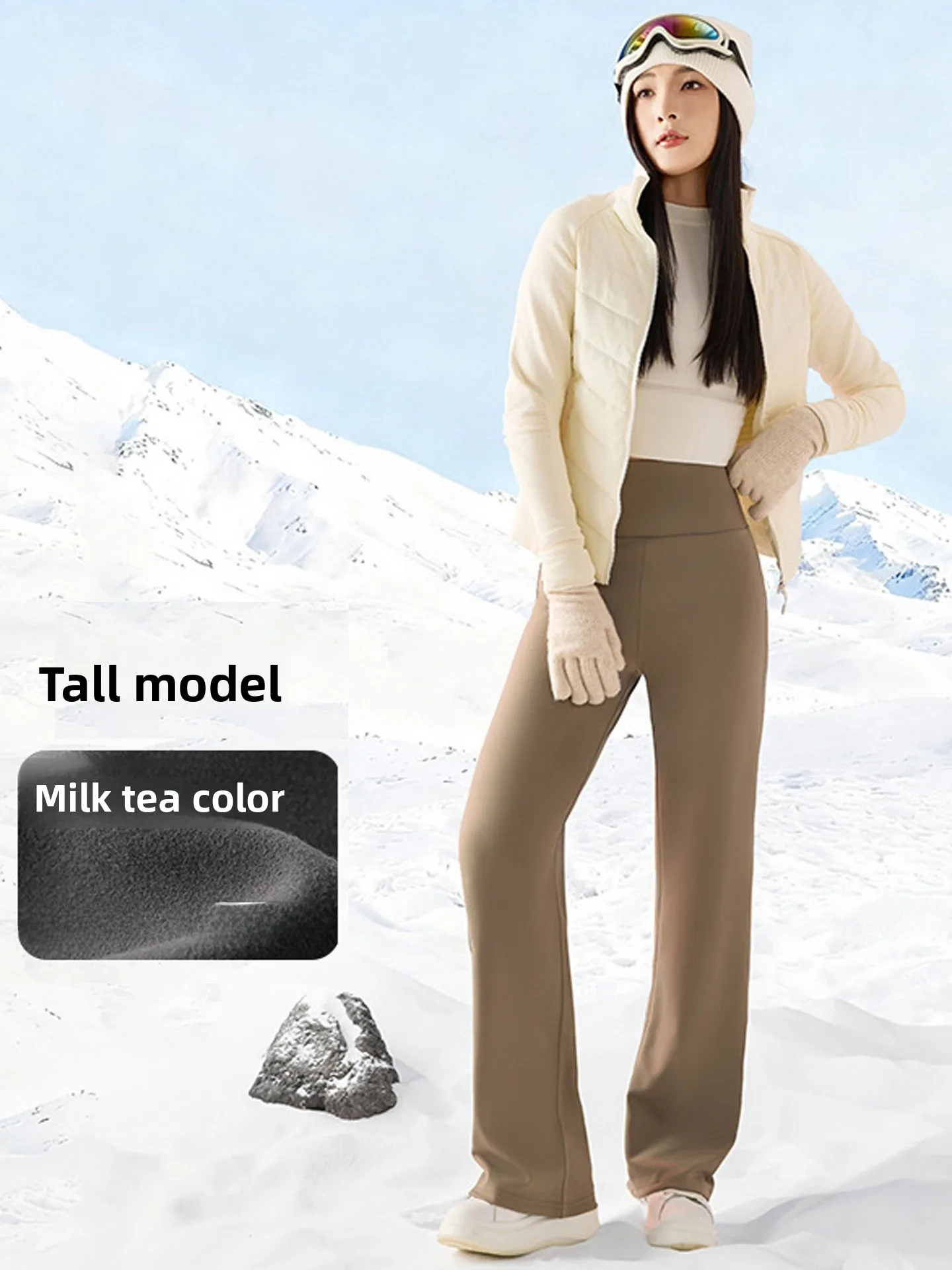 Thiened Fce pantalones de Yoga de cintura alta de piel de arca pierna recta pantalones cálidos de invierno para mujer prendas de vestir exteriores Otoño Invierno