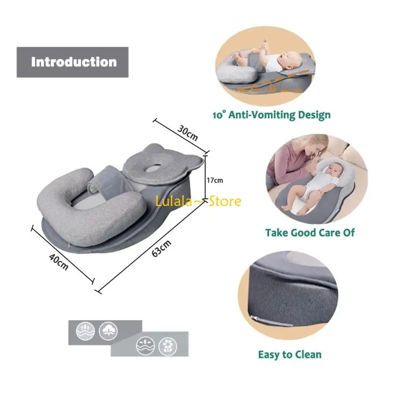 Y4QA Newborns Anti Nursing Pillow Feature Secure Support Structure Detachable