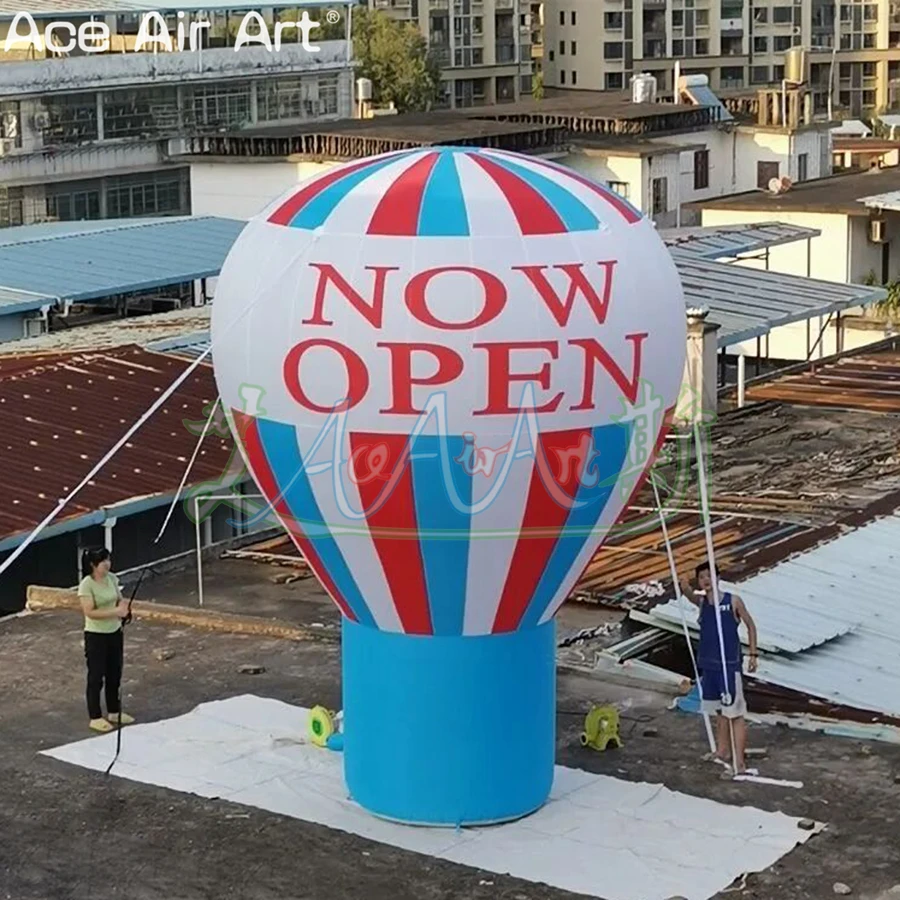 

5m H Blue and Red Vertical Stripe Inflatable Hot Air Balloon Model with Logo for Company and Event Opening or Advertising