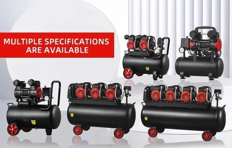 oo-New Compresor De Aire Portatil Manufacturer 80L/Min 8 Bar 800W Portable Oil Free Silent Oilless Air Compressor