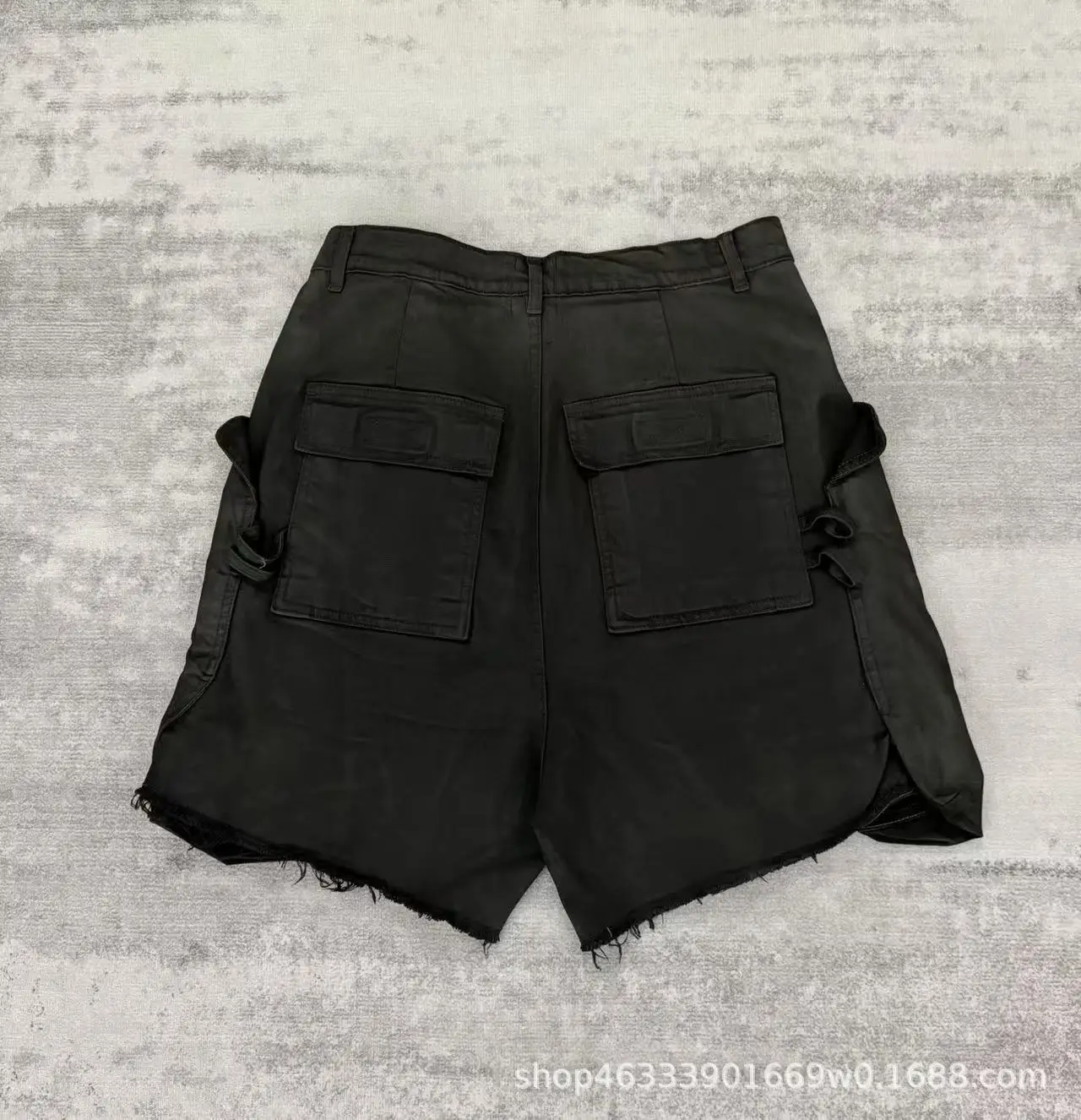 Rick RO Wax-Coated Washed Denim Shorts with Multiple Pockets, Stylish and Versatile Workwear Style Five-Piece Pants