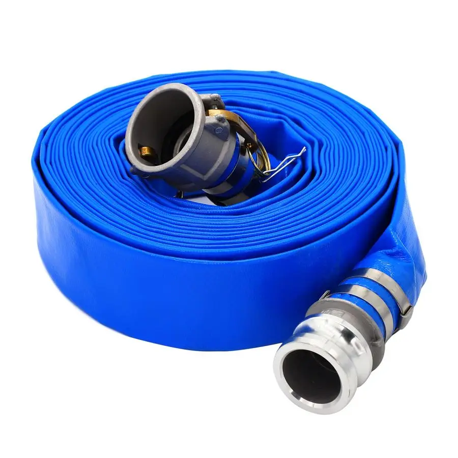

2 ID 100 ft Pool Backwash Hose, Heavy Duty Reinforced Blue PVC Lay Flat Water Discharge Pump Hoses For Swimming Drain Pools and