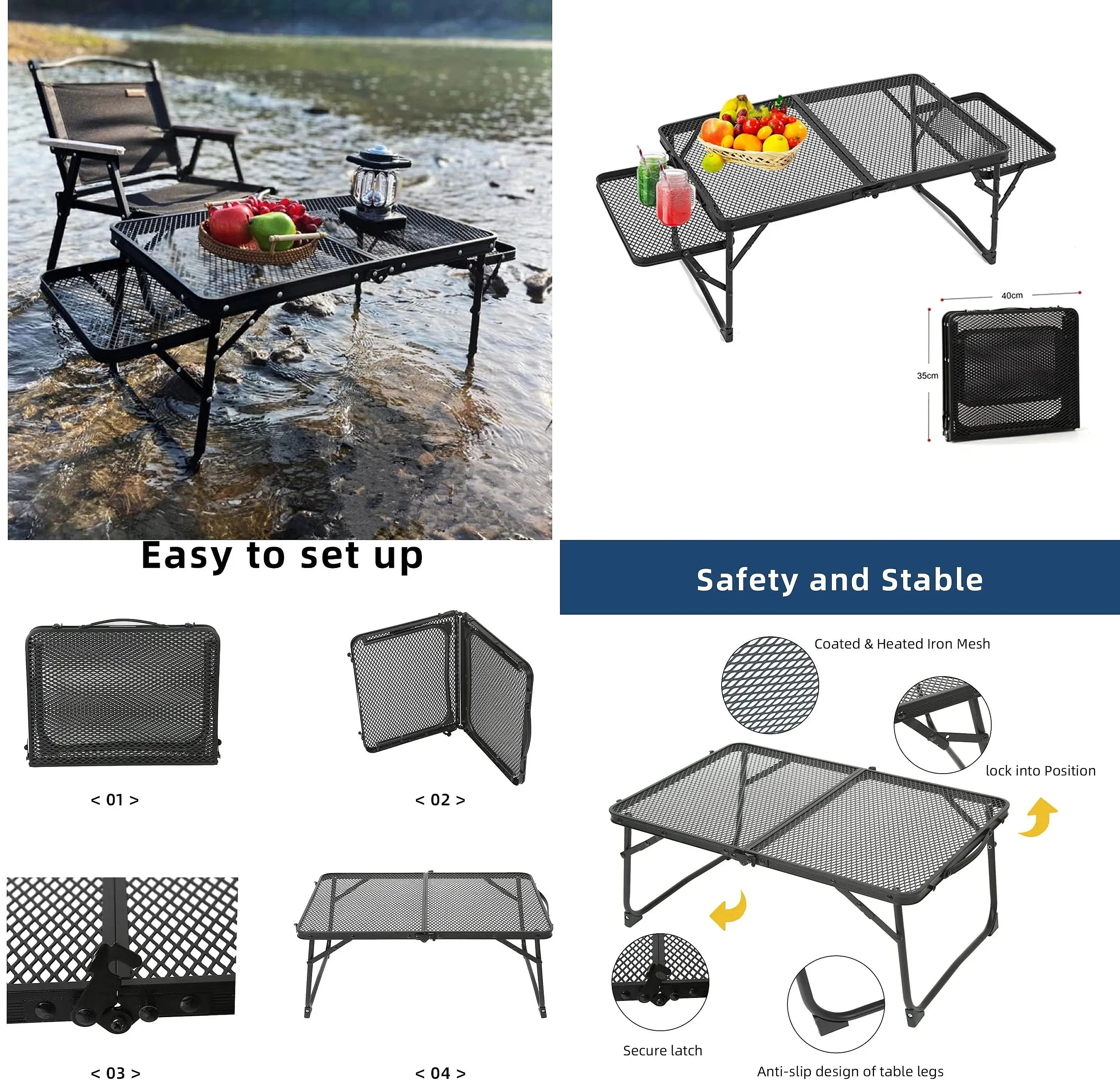 Grid Portable Lifting Folding Table Outdoor Camping Portable Barbecue Table Camping Table For Picnic BBQ Travel Car 캠핑 테이블