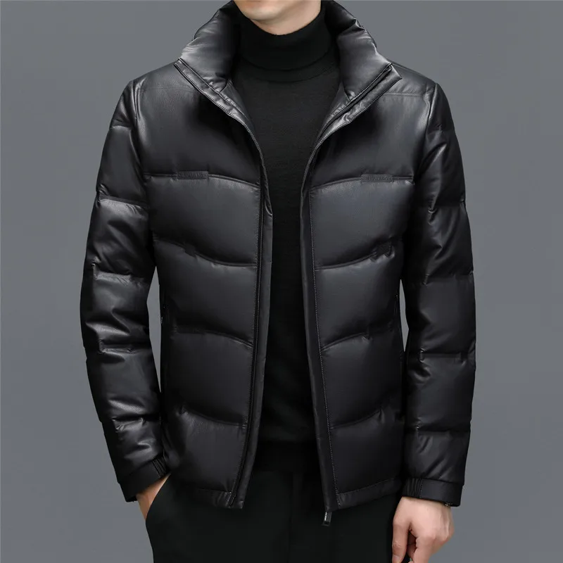 Men's Casual Hooded Down Jacket, Short Style, Thickened Duck Down Jacket, Middle-aged Men's Down Jacket