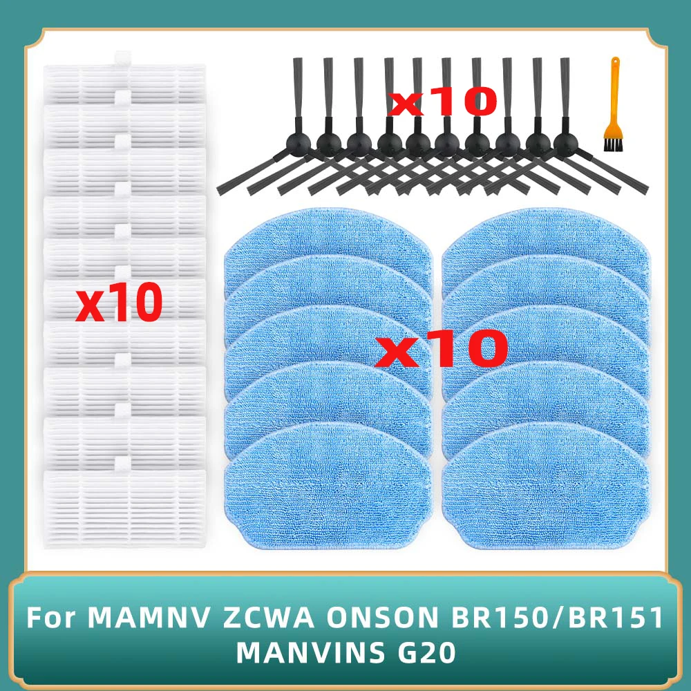 For MAMNV ZCWA ONSON BR150/BR151 MANVINS G20 /   Cecotec Conga 999 Origin X-Treme Genesis Side Brush Cloths Filter Parts