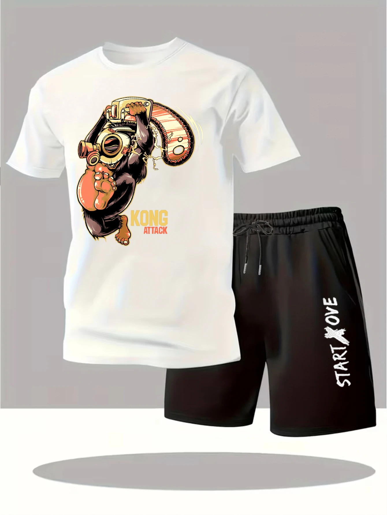 

Мужские комплекты 2025: Новинка! Модный свитшот и шорты в стиле Y2K. Спортивный костюм с коротким рукавом и графическим принтом.