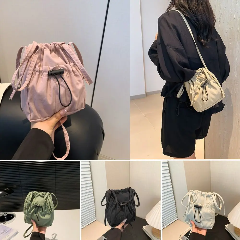 

Casual Large capacity Women Shoulder Bag Reusable Cell Phone Purse Pouch Drawstring Crossbody Bag Simple Versatile Shopping Bag