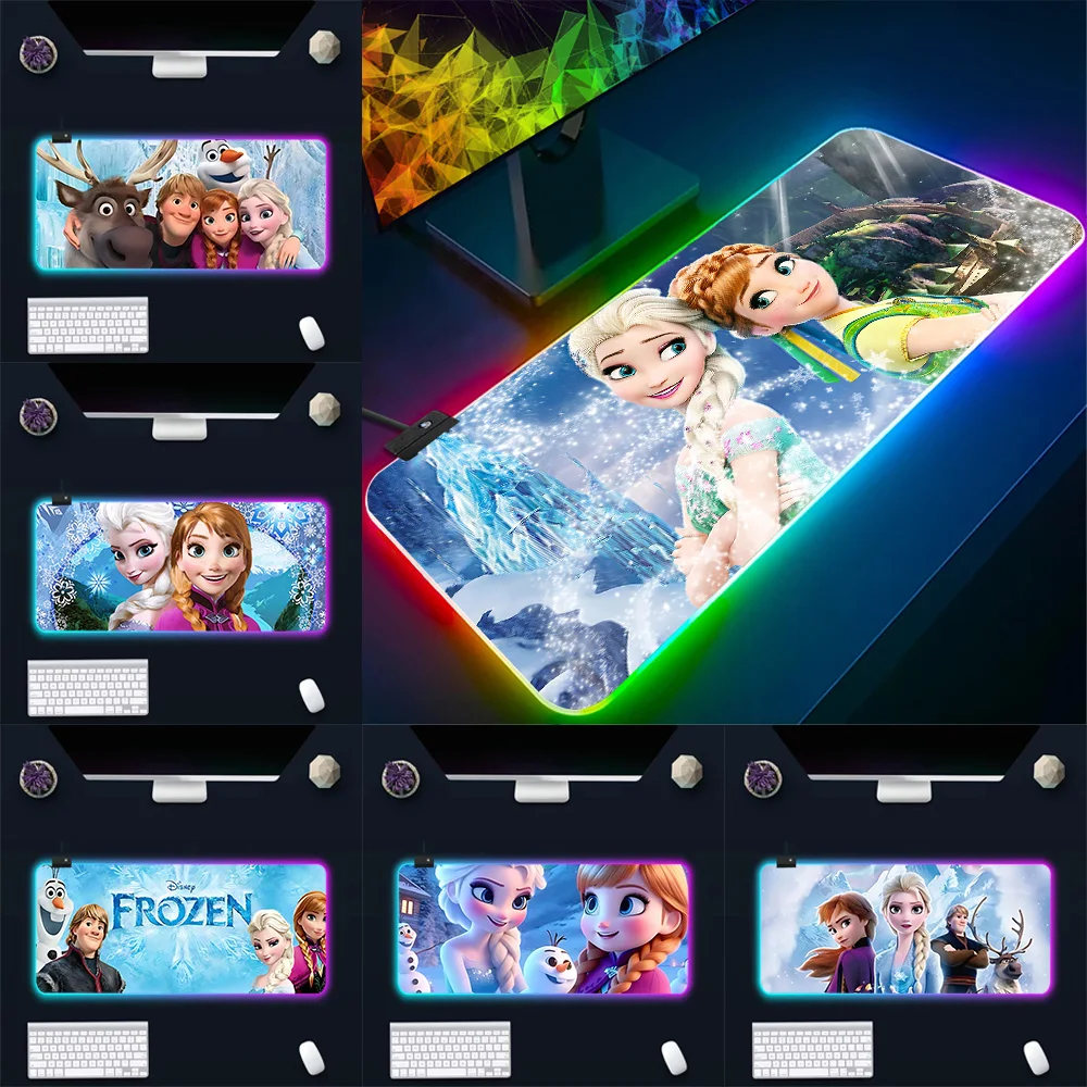 

Frozen Princess Elsa RGB Pc Gamer Keyboard Mouse Pad Mousepad LED Glowing Mouse Mats Rubber Gaming Computer Mausepad