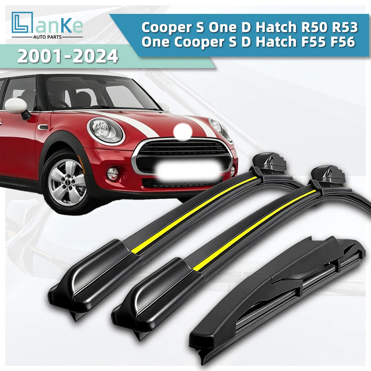 Image of Lanke Scheibenwischer passend für Mini Cooper S One D Hatch R50 R53/ One Cooper S D Hatch F55 F56 (2001-2024) Knochenloser Auto-Windschutzscheibenwischer