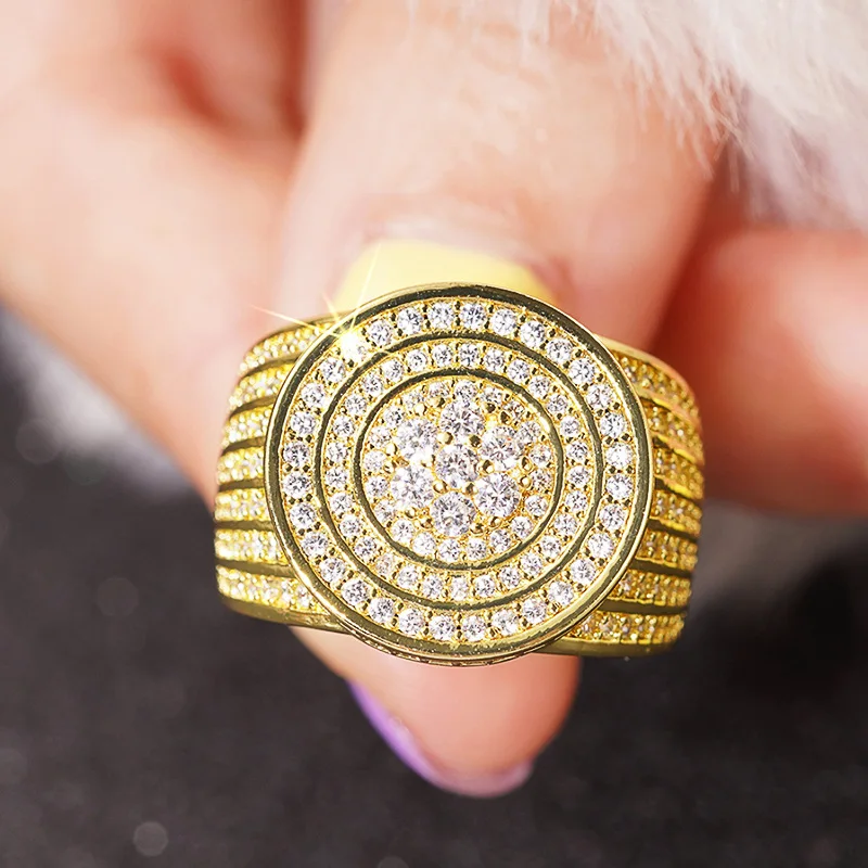 

14K Gold Huge Micro Pave Lab Diamond Ring Engagement Wedding Band Rings for Women Men Party Jewelry