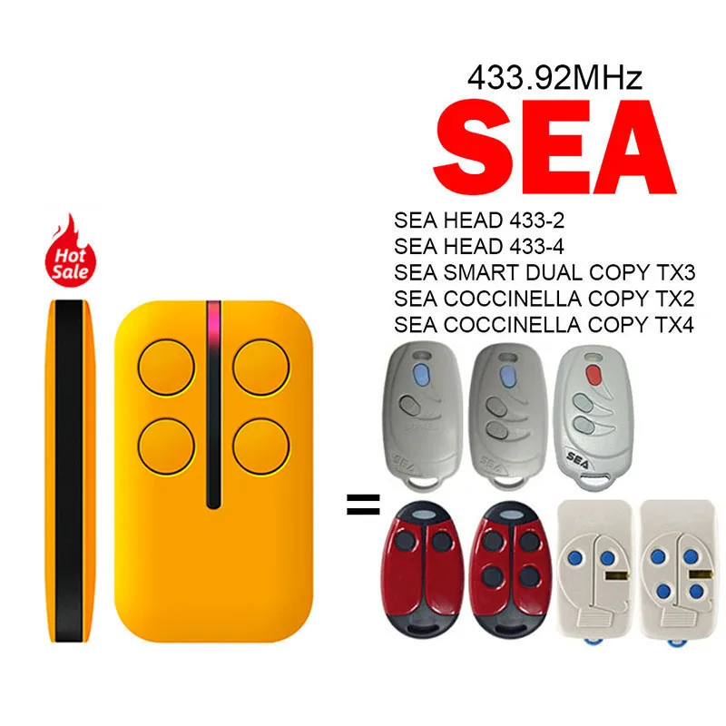 100%Compatible SEA HEAD 433-2 433-4 SMART DUAL COCCINELLA COPY TX2 TX3 TX4 Garage Door Remote Control 433.92MHz Hand Transmitter