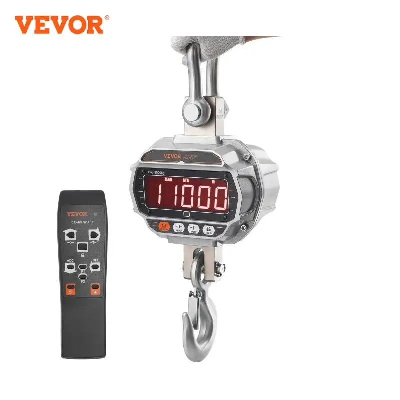 VEVOR 1000/3000/5000 kg bilancia digitale per gru bilancia sospesa industriale per impieghi gravosi con schermo LED telecomandato per la costruzione