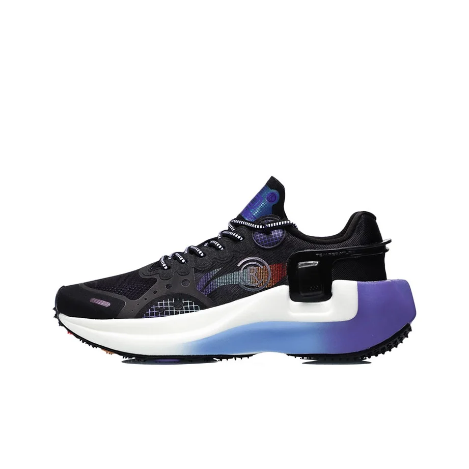 Li Ning Ranger Comfortable Cushioning Slip Resistant Abrasion Resistant Low top Running Shoes Men's Black Purple ARHR041-5