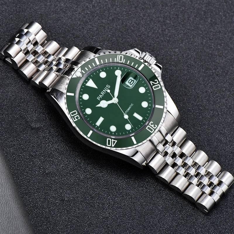 

2024 Luxury Brand Parnis 40mm Green Automatic Mechanical Men's Watch Sapphire Crystal Miyota 8215 Men Wristwatches reloj hombre