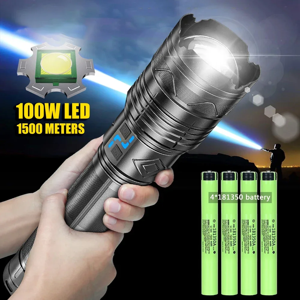 High Power Led Flashlight Super Bright Long Range Torch Rechargeable Ultra Powerful Outdoor Tactical Hand Lamp Camping Lantern