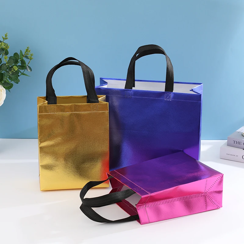 5pcs Customized environmental protection non-woven fabric shopping bag, folding ecological bag reusable fashion non-woven gift b