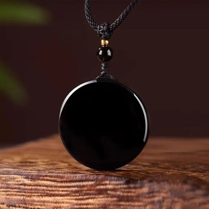 

Натуральный черный обсидиан, кулон в виде карты без существ, бусины, ожерелье, очаровательные украшения, модные аксессуары, ручная работа, амулет Иисуса, подарок