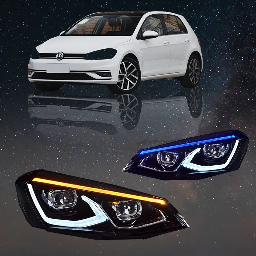 Conjunto de faros delanteros de coche para Volkswagen Golf 7 MK7 2013-2017, actualización de Golf 8 Style, lente de proyector LED automática, accesorio Plug and Play