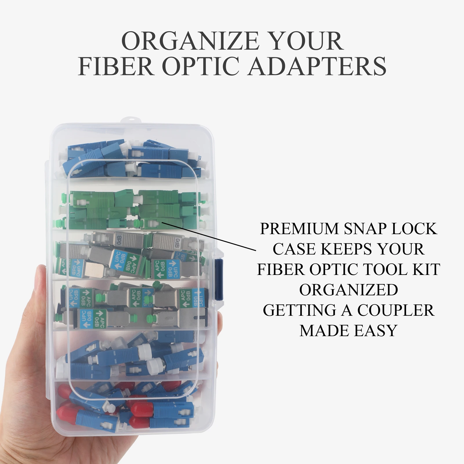 

Комплект оптоволоконных соединений, 72 шт. — комплект оптоволоконных адаптеров для переоборудования кабеля SC/UPC, SC/UPC, LC/APC, SC/UPC, FC/UPC и ST/UPC