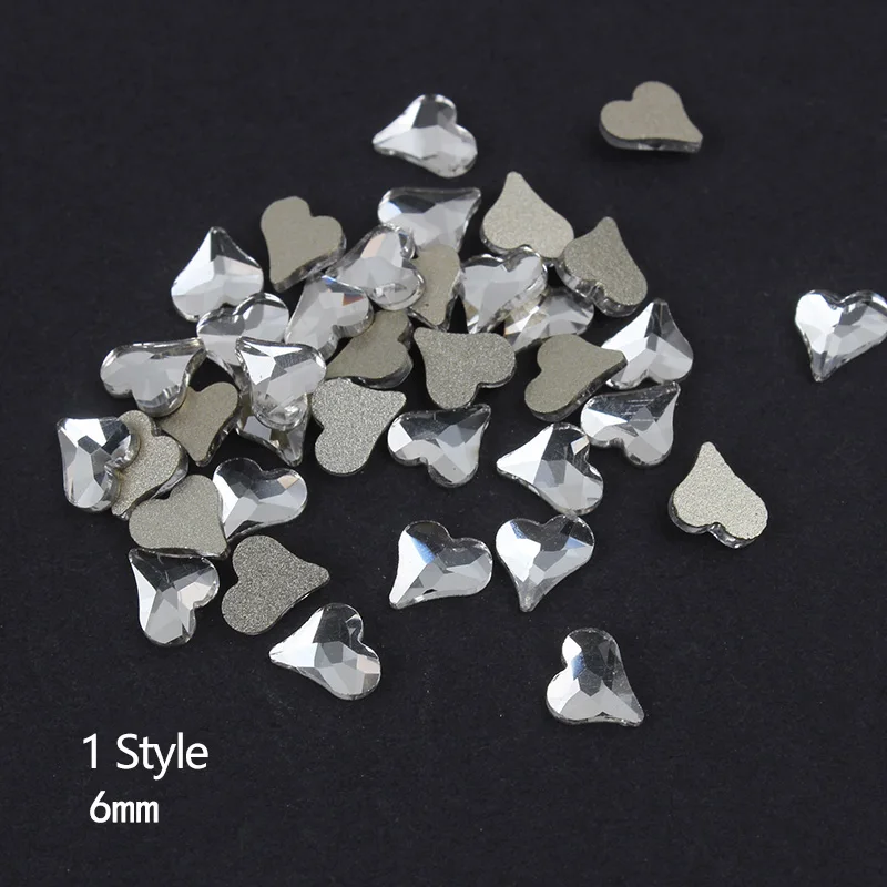 30/100pcs Mixed Shape Transparent White different design Nail Rhinestones Flat bottomr glass Stones For 3D Nail Art Decoration