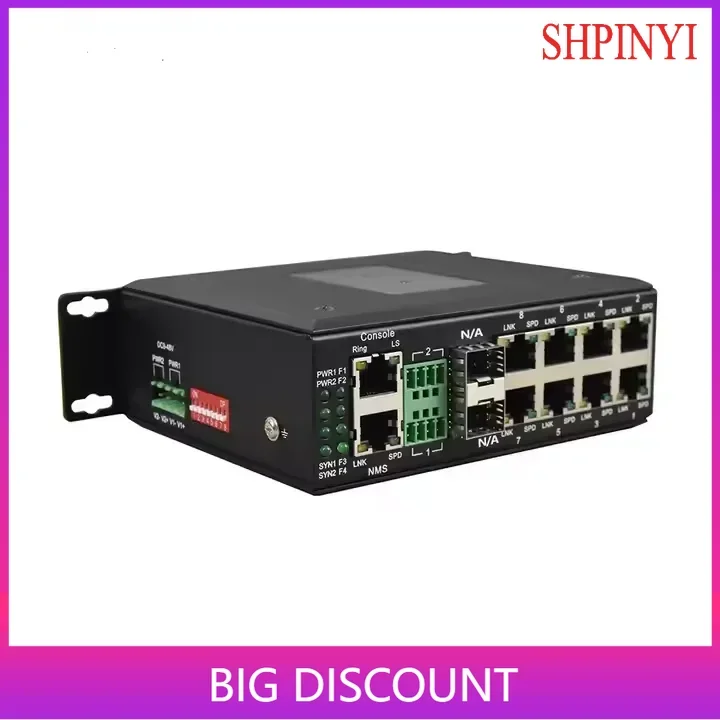 Managed Rail 8 Ports Gigabit Ethernet Industrial POE Switch With 2 SFP and Serial RS485/422/232